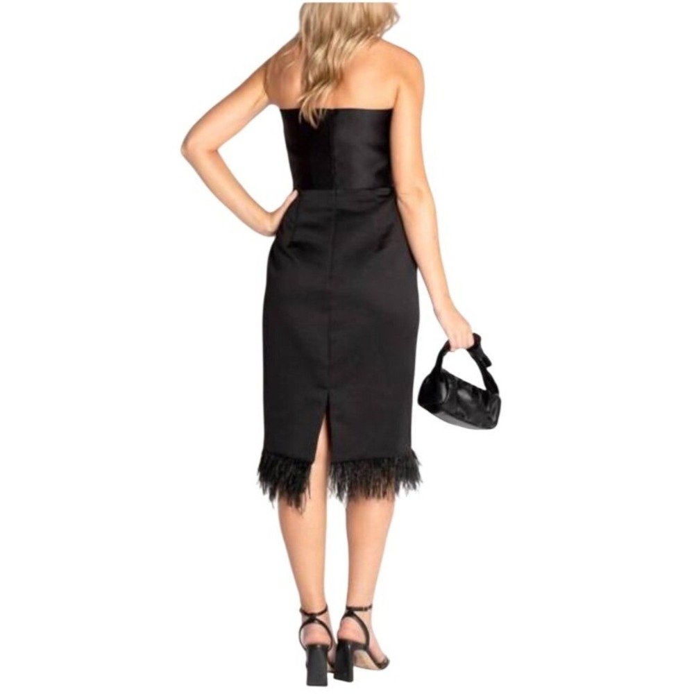 Camilyn Beth Sheila Feather Hem Satin Midi Dress Black NWT Size 8 - Picture 3 of 9